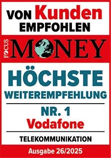Focus Money zeichnet Vodafone 2025 mit „Höchste Weiterempfehlung